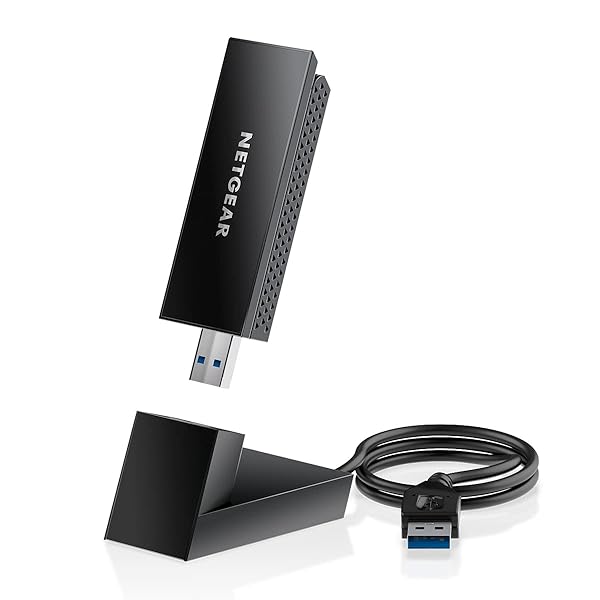NETGEAR Nighthawk WiFi 6E USB 3.0 Adapter (A8000) - AXE3000 Tri-Band Wireless Gigabit Speed (Up to 3Gbps) - New 6GHz Band  Works with Any WiFi 6 or 6E Router Or Mesh System - for Windows PC