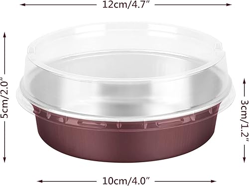 Vista 194 de Beasea Latas desechables para tartas de 4 pulgadas, paquete de 50 mini sartenes con tapas, molde de aluminio dorado de 8 onzas, moldes para tartas