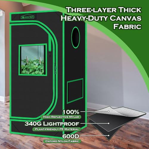 Image of 2x2 Green Hut Grow Tent 24 inchx24 inchx48 inch 600D Mylar Hydroponic Grow Tents