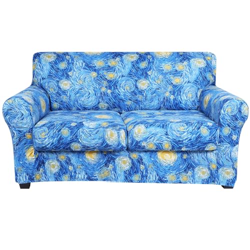 hyha Stretch Couch Cover, Sofa Covers for 2 Separate Cushion Couch Washable