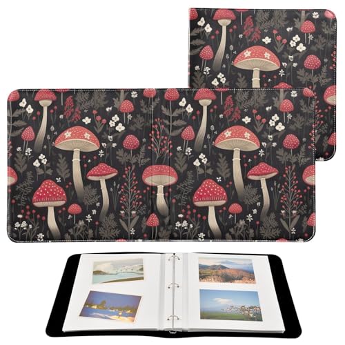 Álbum de fotos adhesivo DIY con diseño de hongos coloridos, encuadernador de 3 anillos, 40 páginas 8x10 para recuerdos miniatura 2