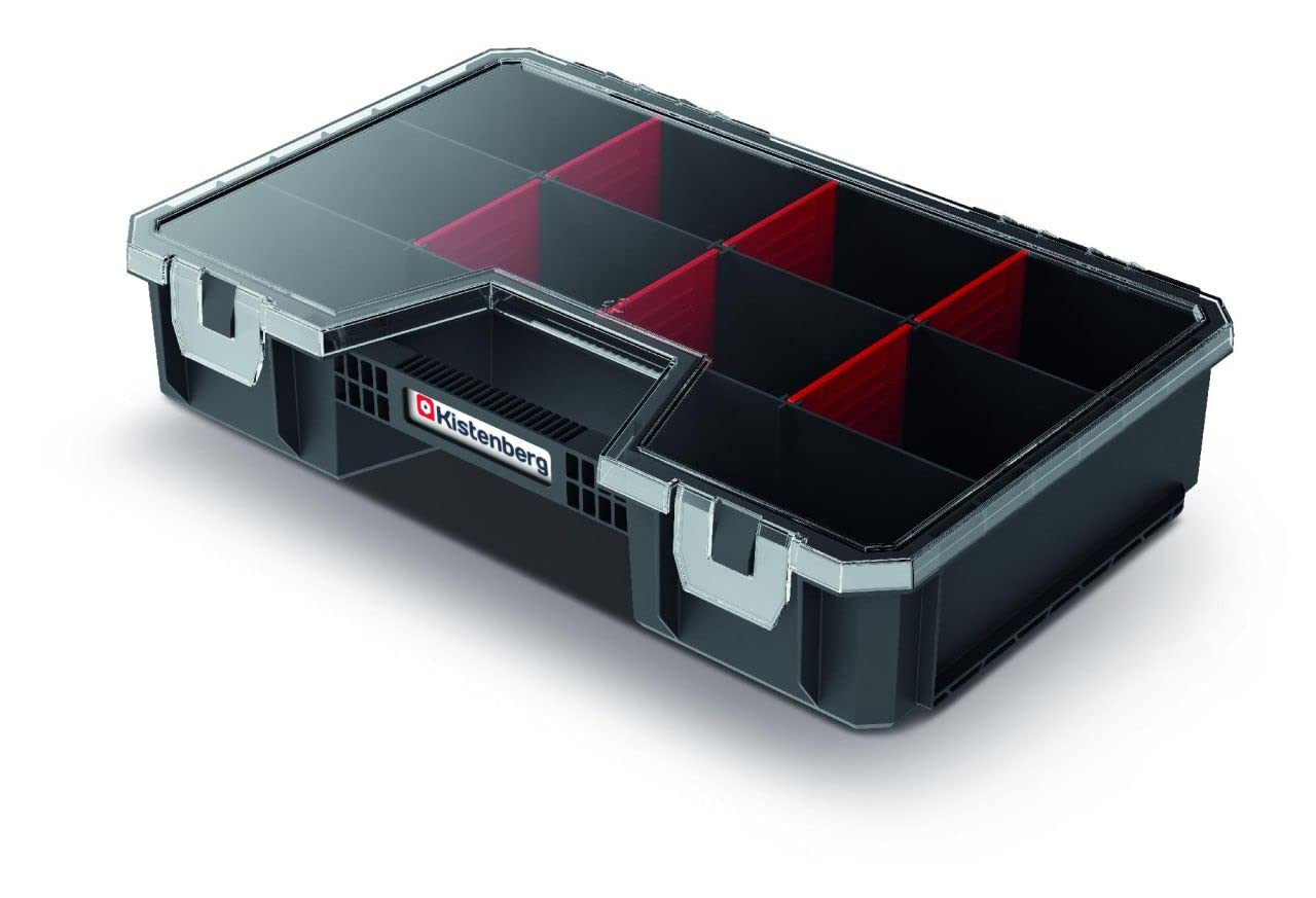 Kistenberg Black,Transparent Assortment Box Sorting Box Small Parts Magazine Organiser Plastic Transparent Lid Dividers (294 X 194 X 60 Mm)