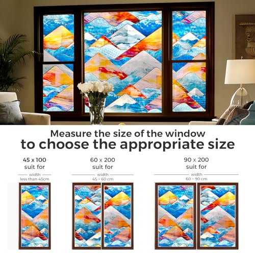 Image of SUNBABY Stained Glass Window Film:304,3D Decorative Window Privacy Film, Window Decals,Non-Adhesive Heat Control Anti UV Vinyl Static Clings,35.4 x 78.7 Inches