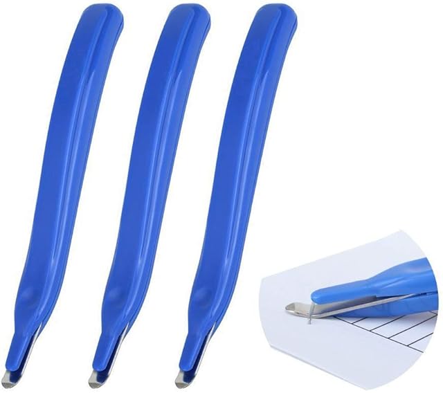 3 PCS Professional Magnetic Staple Remover Puller Rubberized Staples Remover Staple Removal Tool for School Office Home (Blue)