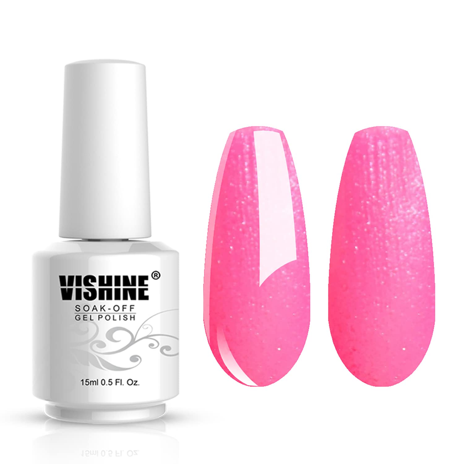 Vishine Nail Salon UV Manicure Polish Soak Off Gel Polish Nail Art Pearl Deep Pink(743)