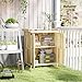 Outsunny Gartenschrank Holz, Geräteschuppen wetterfest 74x43x88cm, Gerätehaus mit Klappdach Ablagen, Arbeitsfläche, Geräteschrank, Gartenhaus Werkzeugschrank Gartenschuppen für Garten, Naturholz