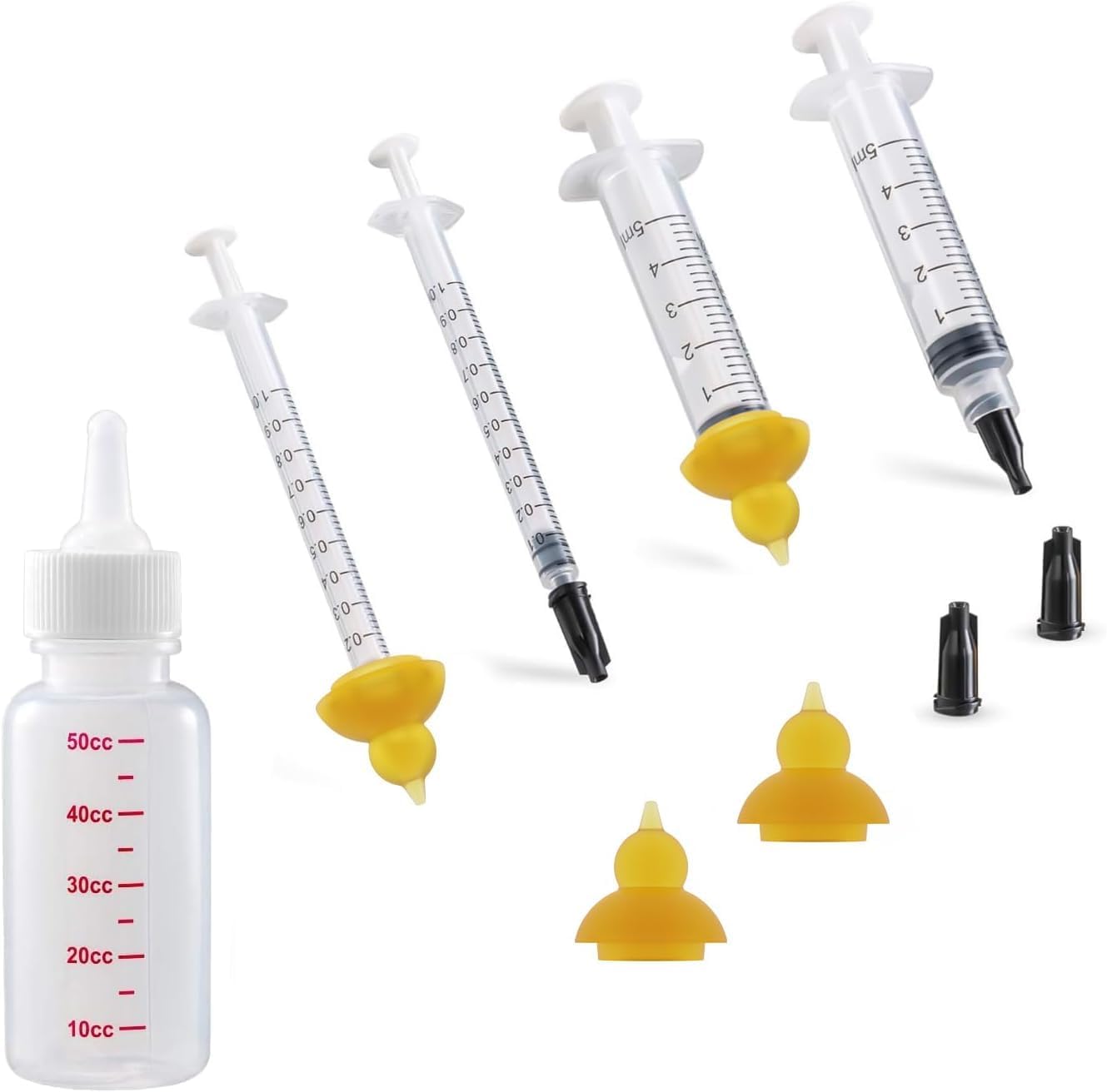REDDOUDOU ML Pet Nursing Bottle, 2ml, Replacement Mini Cat & Puppy Feeder, Kits for Newborn Kittens, Puppies, Rabbits, Small Animals, Squirrel