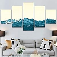 SIGNWIN 5 Panel Canvas Wall Art Snow Mountain for Home Decorations Ready to Hang - 60