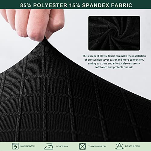 Chun Yi 3Pc Stretch Diamond Lattice Couch Cushion Cover,Sofa Seat Covers Couch Cushion Slipcovers Suitable For Armchair Loveseat Sofa With Spandex Rhombus Jacquard Fabric(3Pc,Black) #TOP2