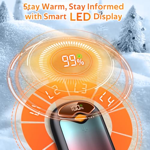 Hand Warmers Rechargeable - Magnetic Electric Hand Warmers 2 Pack, LED Display, 4 Settings Fast Heating Reusable Portable Heater Handwarmers for... - Image 2