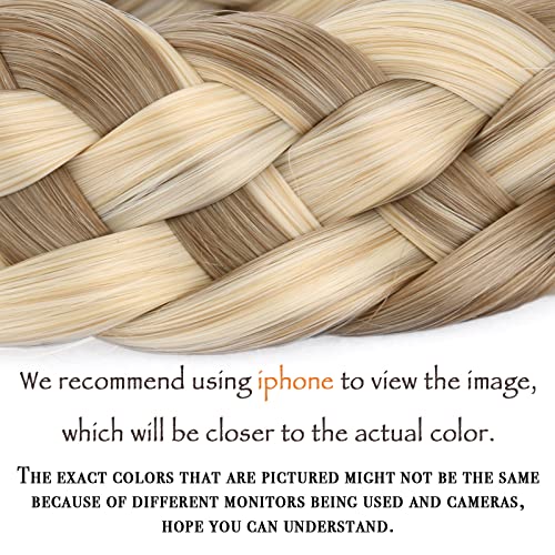 BOBIYA 5 Strand Synthetic Hair Braided Headband Classic Chunky Wide Plaited Braids Elastic Stretch Hairpiece for Women Girl (Buttered Toast) - Image 4