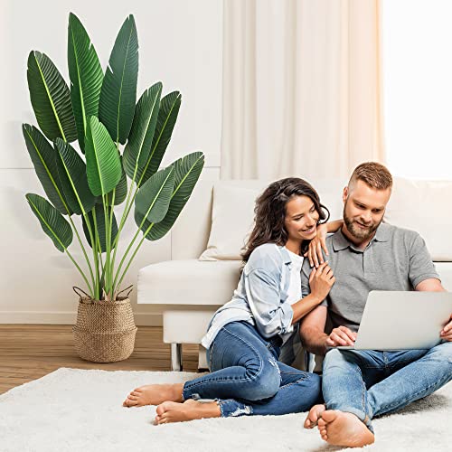Amyove 72 inchs Artificial Tree Bird of Paradise with 13 Trunks, 6 Feet Faux Plant Fake Banana Tree Plant with Pot for Home, Decor, Indoor, Outdoor, Living Room, Office-1Pack