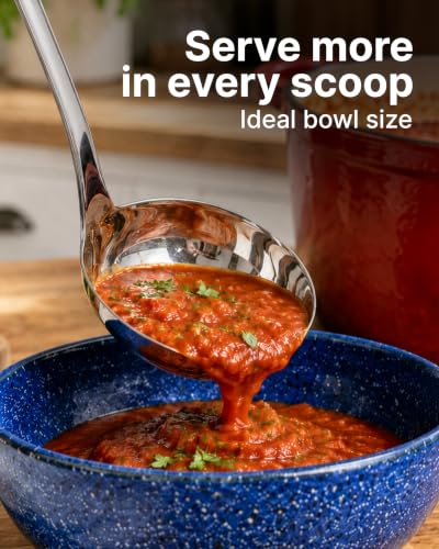 Image of Zulay Kitchen Stainless Steel Soup Ladle - 13 inch Large Ladle for Soups, Stews & Sauces - Durable, Heat-Resistant, Rust-Proof & Dishwasher Safe Kitchen Utensil with Ergonomic Handle (Pack of 3)