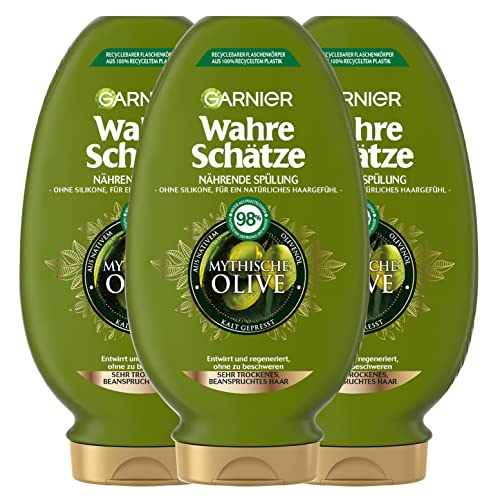 Garnier Wahre Schätze Nährende Spülung Mythische Olive für sehr trockenes, beanspruchtes Haar, 3 x 200 ml Garnier Wahre Schätze Nährende Spülung Mythische Olive für sehr trockenes, beanspruchtes Haar, 3 x 200 ml