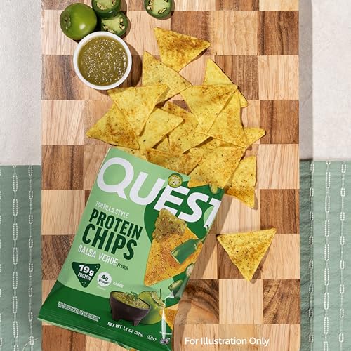 Image of Quest Nutrition Tortilla Style Protein Chips, Salsa Verde, 19g of Protein, 4g Net Carbs, Gluten Free, 1.1 Ounce, 4 count