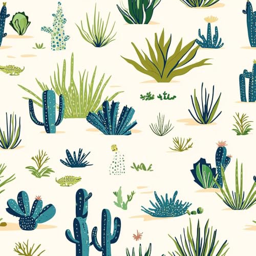 Papel pintado autoadhesivo Bosque de cactus verdes Animales Lagarto Desierto Cactus Papel tapiz adhesivo para sala de estar dormitorio papel tapiz art déco impermeable papel tapiz de vinilo con rever