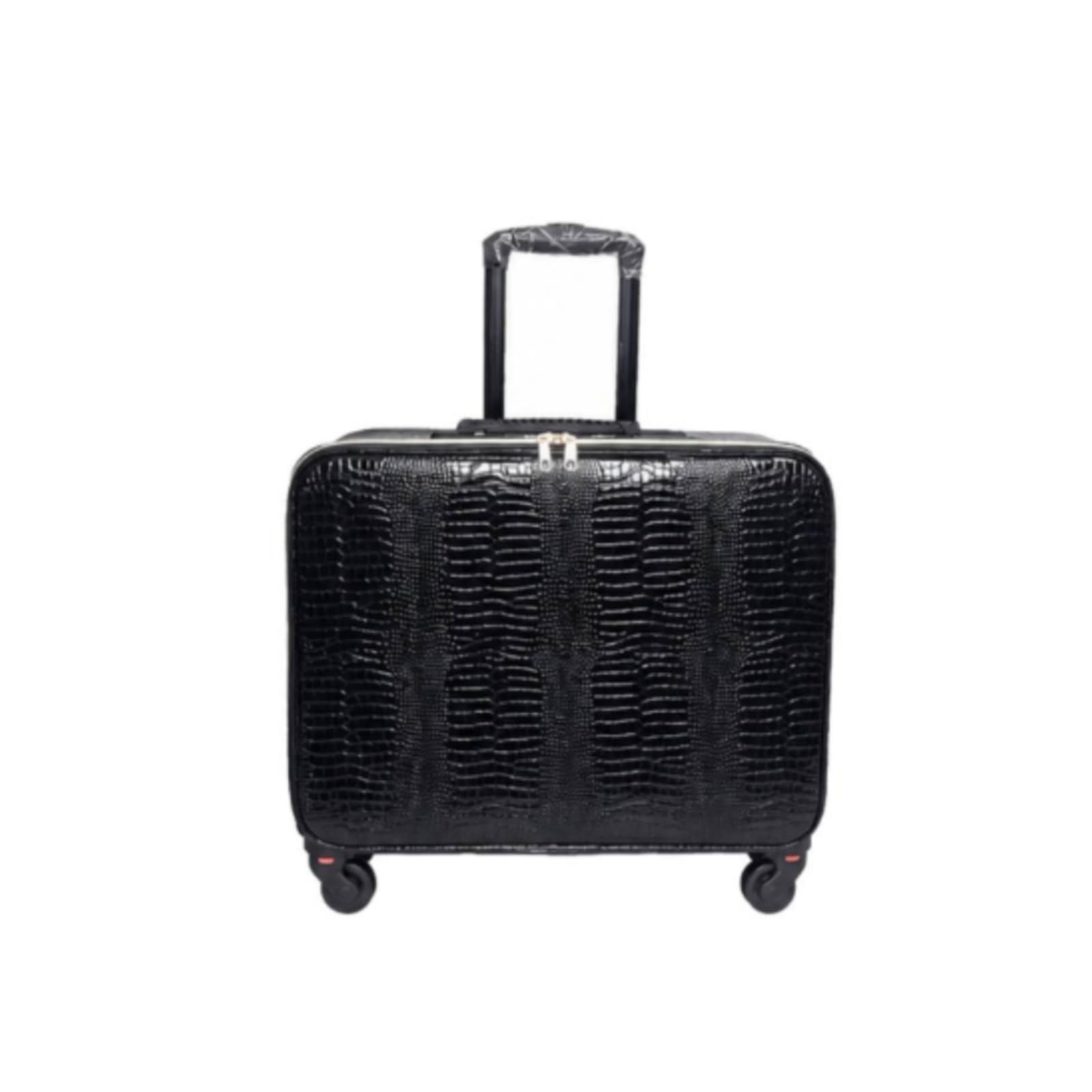 predolo Valigia Trucco con Ruote e Interno Strutturato Professionale Organizer Cosmetici Trolley con Manico Telescopico Struttura Rigida per Estetiste, Eventi, Nero Intrecciato