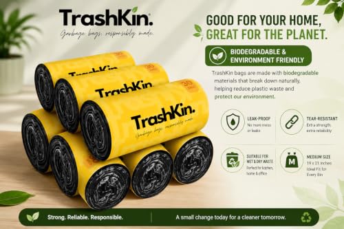Image of Garbage Bags Medium 19x21 Inches, 180 Count, Black, 6 Rolls