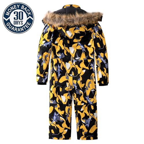 Image of AFILOK Kid's Winter Overalls Ski Suits Boy's and Girl's Waterproof Snowboard Jumpsuits One Piece Snowsuit Jackets Coats