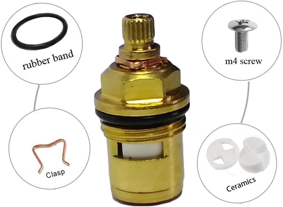 Faucet Cartridge, Brass Ceramic Faucet Stem Disc Cartridge Replacement Quarter Turn G1/2" 41MM Faucet Valves for Bathroom Kitchen Tap (Anti-clockwise)