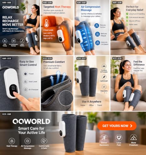 QQWORLD Air Pressure Calf Massager with 3 Working Mode and Hot - Image 3
