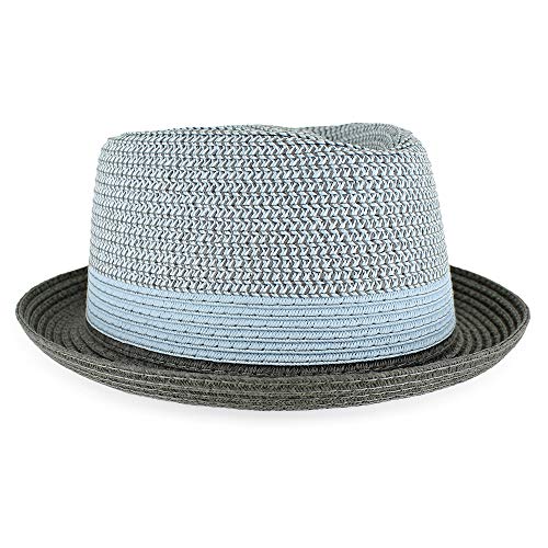 Image of Belfry Men /Women Summer Straw Pork Pie Trilby Fedora Hat in Blue, Tan, Black