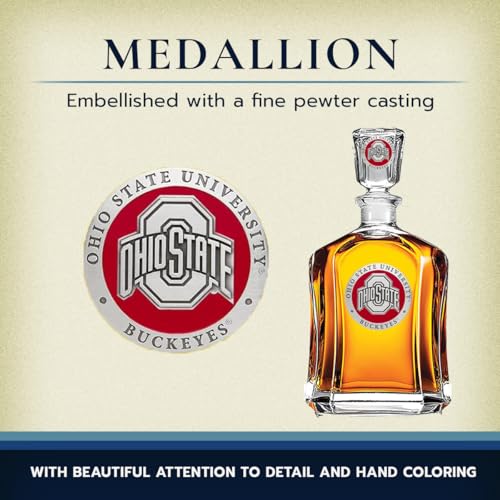 Image of Heritage Pewter Ohio State Capitol Decanter | 24 OZ Whiskey Decanter for Liquor with Airtight Stopper | Expertly Crafted Pewter Glass Clear