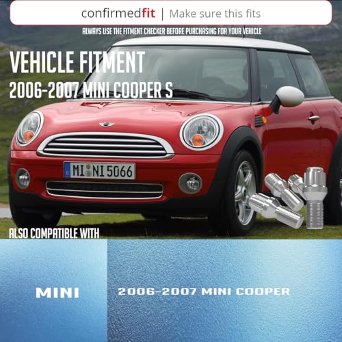 Image of Wheel Accessories Parts 20 Pcs Lug Bolt Set M14 x 1.25 Thread Acorn Seat Lug Bolts Chrome Finish 24mm Shank Length 6 Spline Car fits Mini Cooper