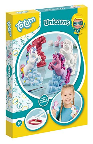 Creativity Einhorn Gipsfiguren  Gipsgießset besteht  aus 7 Farben, Pinsel, Latexform, 200g Gips, Kartonhalter, Gebrauchsanweisung