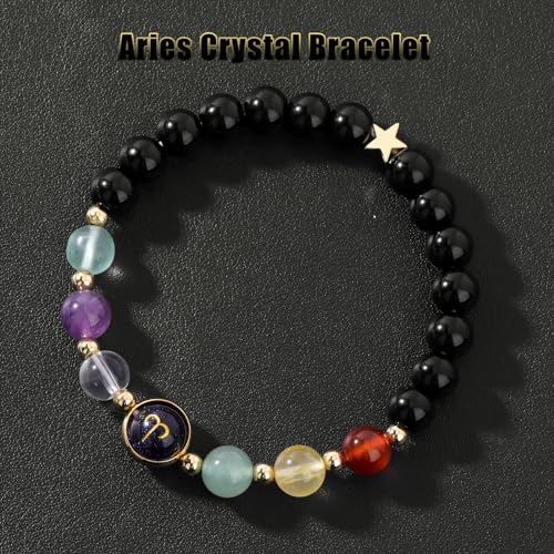 Golbaljew Aries Zodiac Bracelets Healing Crystal 12 Constellations Protection Stone Beads Bracelet For Women Birthday Zodiac Gifts Horoscope Spiritual Jewelry thumb #4
