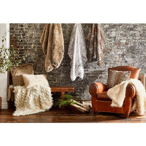 Inchgrass Manta De Piel Sintética De Lujo, Manta Decorativa De Chinchilla Marrón, Manta De Felpa Muy