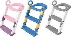 Assento Redutor Infantil Vaso Sanitário Privada Com Escada Trono Troninho Desfralde (Rosa)