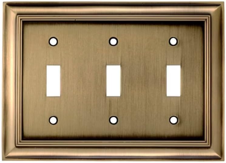 allen + roth Cosgrove 3-Gang Antique Brass Triple Toggle Wall Plate
