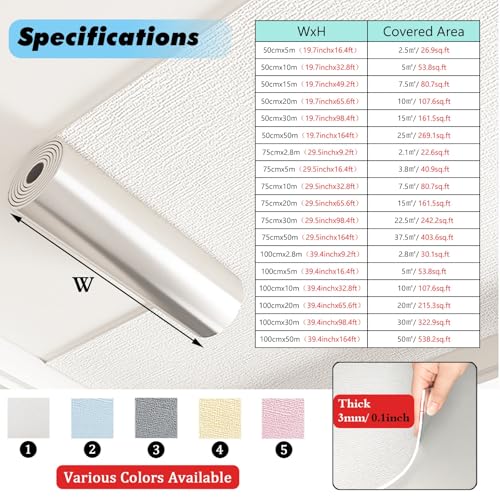 MLYAYE Commercial Textured Drop Ceiling Tile, Glue-up Lightweight Wall Panels Decorative 3D Art for Restaurants/Balcony/Bedrooms/Stores - Easy to Install(19.7inchx32.8ft)