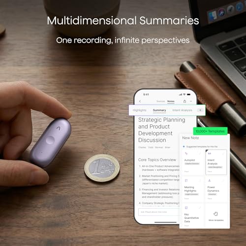 Image of Plaud NotePin S AI Voice Recorder, Wearable AI Notetaker, AI Transcribe & Summarize, Support 112 Languages, 64GB Audio Recorder for Meetings Interviews, Professionals, Teams, with 4 Accessories