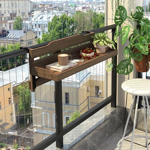 Table basse d'extérieur 24 x 90 cm table de bar balcon terrasse marron - 3