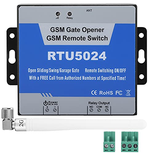 Sunicon gsm Abridor de Puerta, RTU5024 gsm Controlador de Acceso a Teléfono Móvil Interruptor de Control Remoto SMS Control de Puerta Soporte 2G, 3G, 4G para Puertas de Garaje,