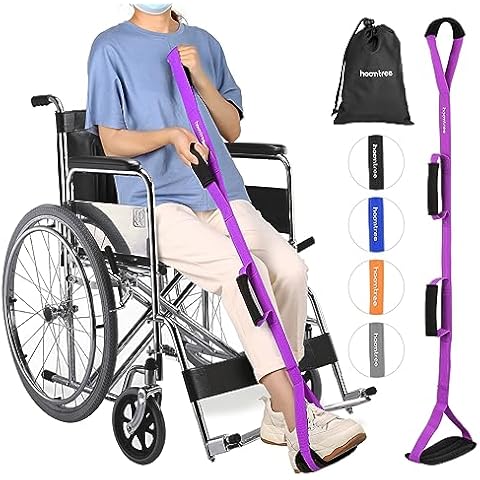 39'' Long Leg Lifter Strap with Padded Handgrips and Feet Loop,Rigid Leg Lifter Hip&Knee Replacement Surgery Recovery Kit,Mobility Aids Foot Lifter Easily Get in and Out of Bed,Car,Wheelchair Cover