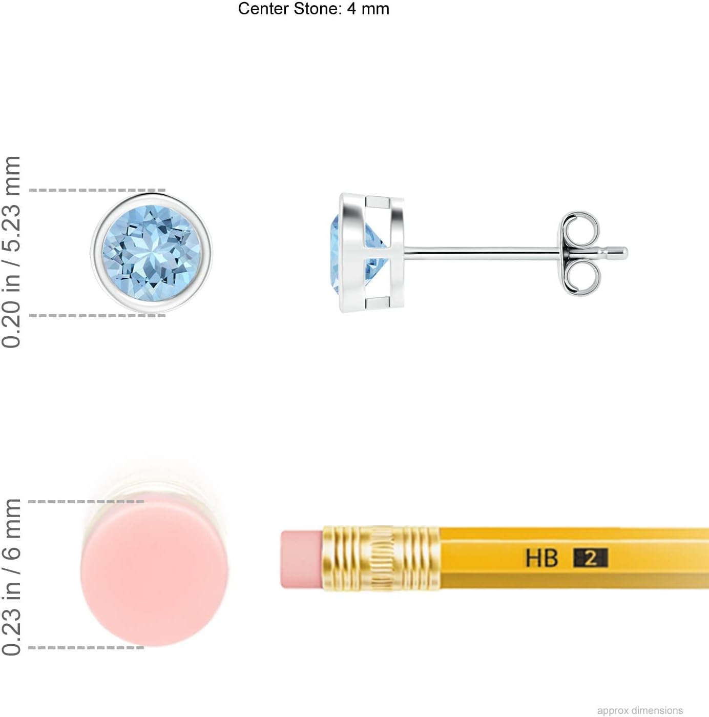 ANGARA - Women's Stud Earrings in Sterling Silver/14K Solid Gold/Platinum | Bezel-Set Gemstone Solitaire Earrings | Birthday, Anniversary Gemstone Jewelry