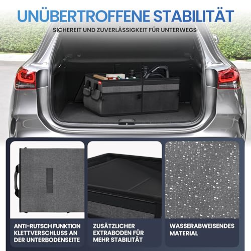HELDENWERK Premium Kofferraum-Organizer mit Deckel stabil & rutschfest - Faltbare Auto Kofferraumtasche groß mit doppelten Böden - Kofferraumbox, Kofferraumorganizer Box