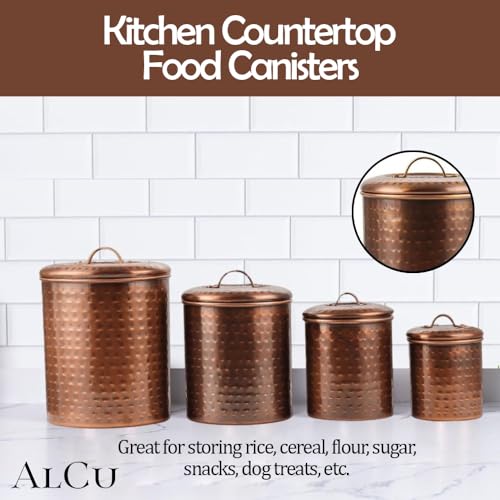 Image of Antique Copper Plated Kitchen Storage Canister Set - Large, Medium, Small & Extra Small, Kitchen Container Set, Airtight Jars, Storage Boxes, Canisters Set for Kitchens (Set of 4)