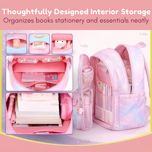 Image of Toy Imagine 20L School Bag for Girls | 180 Zipper Stylish Kids School Backpack with Multiple Compartments | Lightweight Elementary Backpack | Ideal Gift for Kids Age 7-14 Years