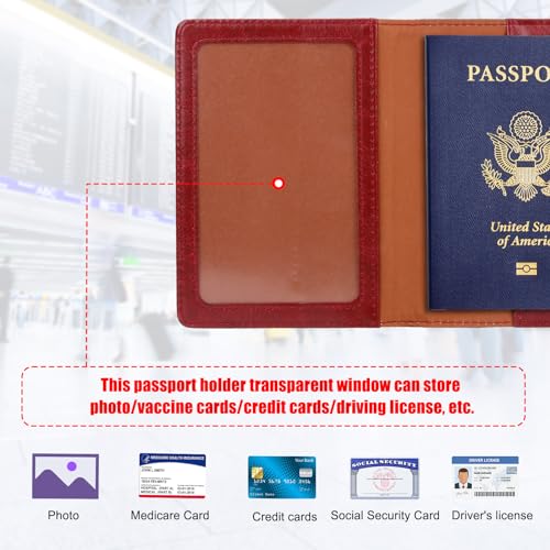 Image of TIGARI Passport Holder for Travel Women Men, Valentines Day Gifts PU Leather Wallet Cover Case Sleeve, Waterproof Protected Document Organizer, Vacation Plane Cruise Travel Essentials