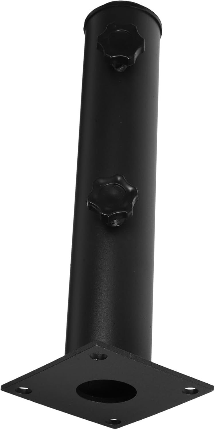 Heavy Duty Outdoor Umbrella Base Stand 10x10x30cm Metal Patio Umbrella Holder with Bolted Iron Tube for Deck Mount and Poolside Use