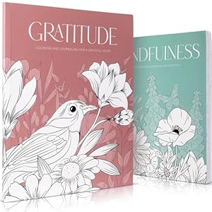 Beautiful Adult Coloring Book Set of 2 for Relaxation – Gratitude and Mindfulness Books with Inspirational Quotes Making it a Great Gift – Perfect Stress-Relieving Books Fun to Color for Women