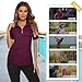 Koscacy Golf Shirts for Women,Moisture Wicking Shirts Ladies V-Neck Short Sleeve Tennis Golf Polo Running Yoga Tops Activewear Running Workout Quick Dry T-Shirt Black Purple M