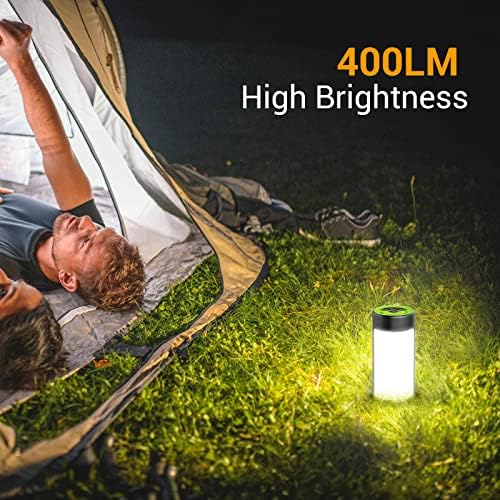 LED Camping Lights, CT CAPETRONIX Rechargeable Camping Lanterns with 400LM 5 Light Modes Water-Resistant, Portable Emergency Tent Lights for Camping Power Cuts Hiking (2-Pack, Grass Green)