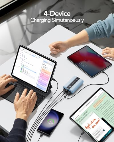 VRURC Power Bank 20000mAh – Kleiner & tragbarer externer Akku mit 22,5W QC & PD 3.0 Schnellladen, USB-C, 6 Ports & LED-Anzeige, CE-zertifizierte Powerbank für iPhone, Samsung, Huawei, iPad & Reisen 6