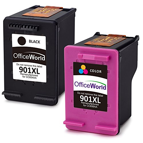 OfficeWorld 901XL Remanufactured Cartucce HP 901 XL (1 Nero,1 Tricromia) per HP Officejet J4580 J4680 J4500 J4600,HP Officejet 4500 J4560 J4524 J4540 J4585 J4624 J4640,HP Officejet g510a g510g G510n