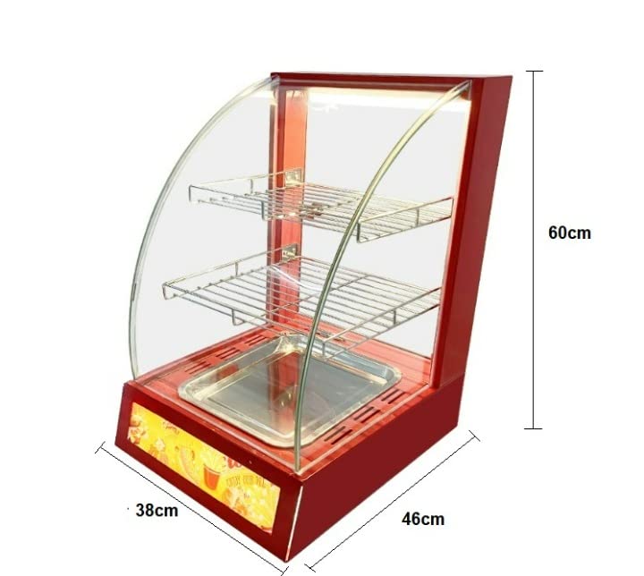 Image of Shoppers Hub PNQ 2 Shelf based Single Food Warmer Showcase Heat Display Insulation Moisture Cabinet for Snacks and Other Food Items for Duty Use in Cafes,Bakeries,(Showcase Size .38x46x60cm,Color.Red)